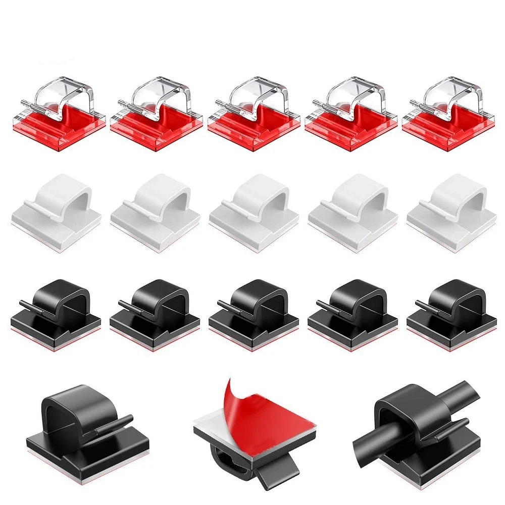 Wall Anchor Plastic - 50 SZT. Samoprzylepne Klipsy do Kabli